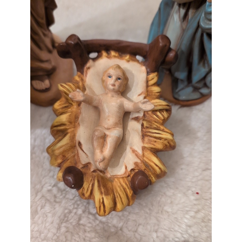 Nativity Set‎ Large 11  Atlantic Mold Porcelain Vintage Baby Jesus Joseph Mary - Picture 2 of 9